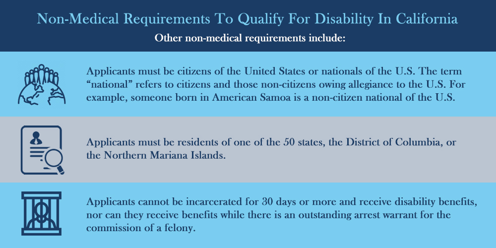 Non-Medical Requirements To Qualify For Disability In California